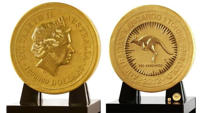 Аверс и реверс золотой монеты в 1 тонну Kangaroo Gold Bullion