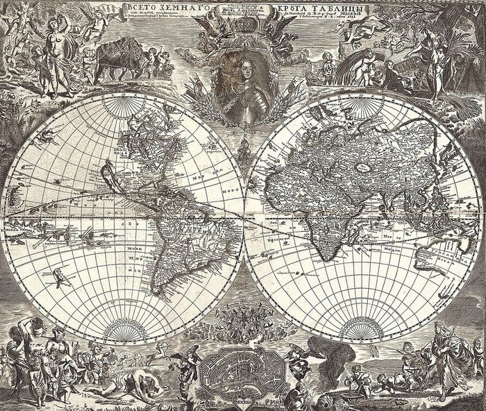 rossiyskaya karta mira 1707 goda